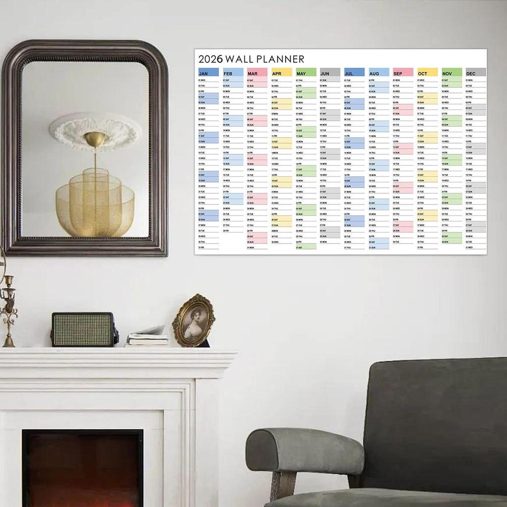 2026 Wall Calendar 2026 Yearly Wall Calendar Daily Planner Decorative Planning Poster 12 Month Big Aesthetic Planner Home Decor