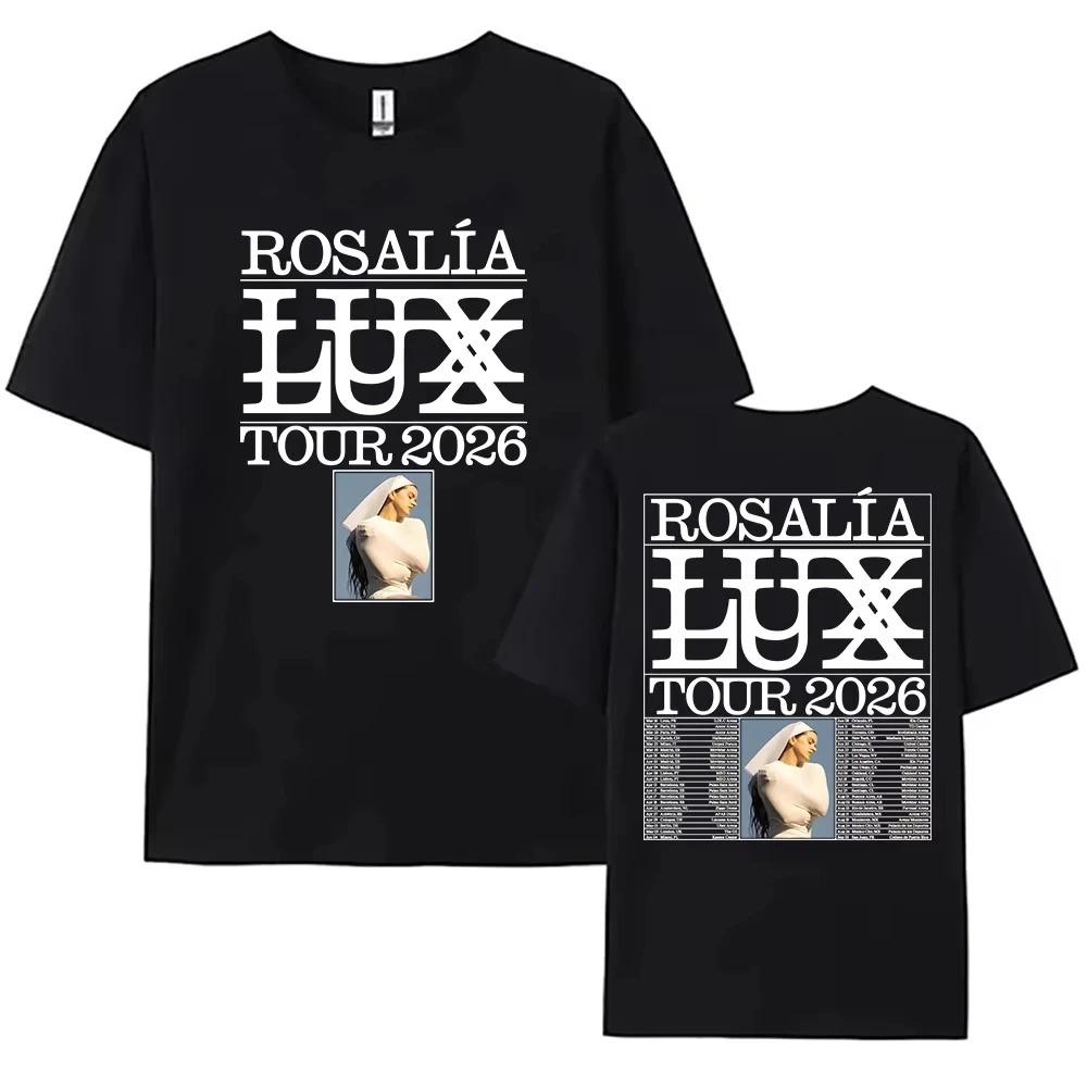 Singer Rosalía Rosalia 100%cotton Men's Shirt 2026 LUX Tour Graphics Short Sleeve Oversized Women's Short Sleeved Cheap Tshirt