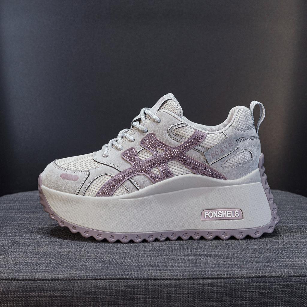 Thick-soled small Forrest Gump shoes women's 2025 autumn new light luxury explosion casual fashion heightening sports little white shoes