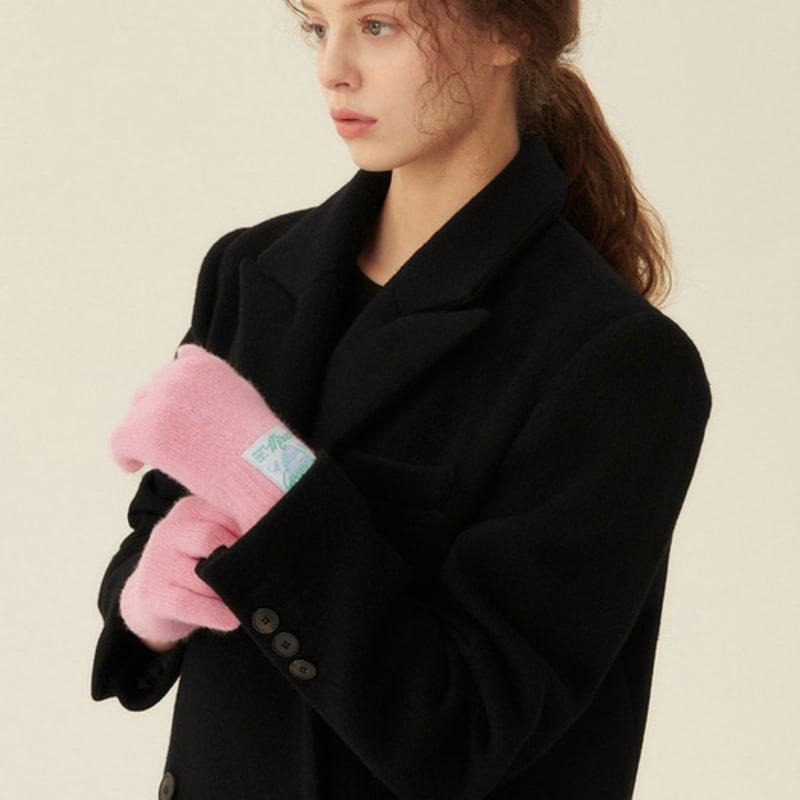 GOCORI SHORT KNIT GLOVES - PINK Wool Gloves