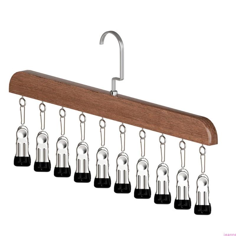 

Multifunctional Wooden Garment Hanger 10 Adjustable Clip For Space Saving Vertical Organization Of Hats And Clothes