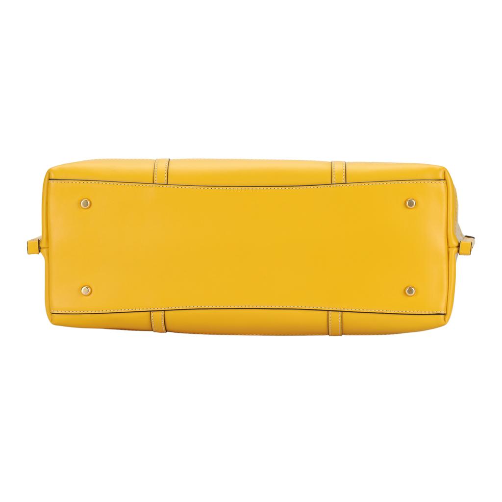 Tory Burch Perry Monogram Large Capacity Jacquard Leather Tote Shoulder Bag Women Tote Bags Yellow 83312-703