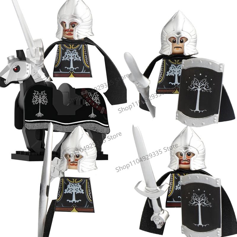 Medieval Knight Figures Building Blocks Elf Guard Dwarf Warrior Wild Boar Sheep Mount Fantasy Movie Character Soldier Bricks Toy