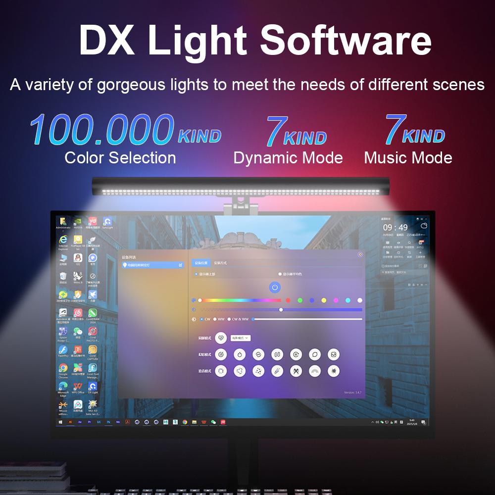 RGB Computer Monitor Light Bar USB Reading Desk Lamp LED Screen Hanging Light Eye Caring Dimming Color Temperature Home Office