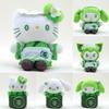 Sanrio Green Hello Kitty Cinnamoroll Melody Kuromi Plush Toy Pendant For Cute Car Ornament And Gift For Kids