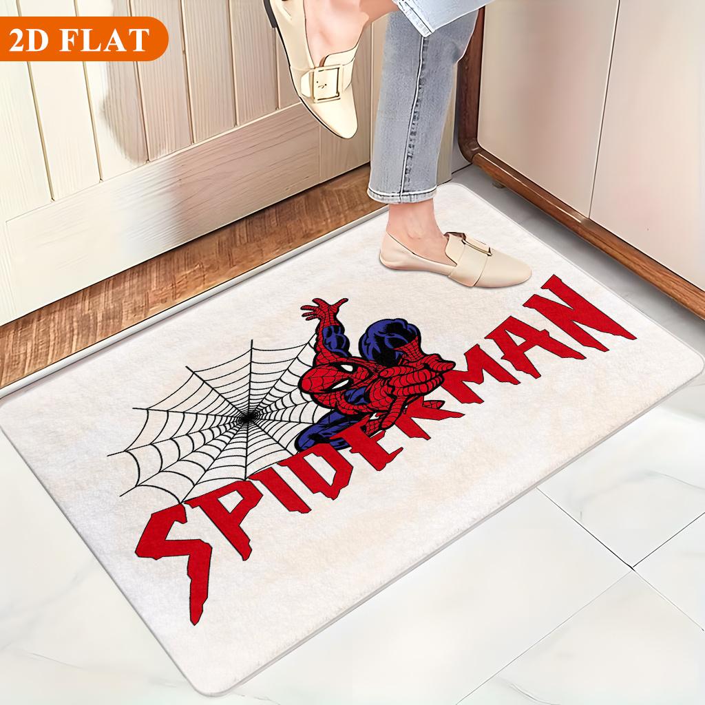 Bath Mat 1pc, Spider for Man Logo_2, MARVEL Flannel Rectangular Mat, Bathroom Non-slip Entrance Mat, Fun Door Decoration Mat,