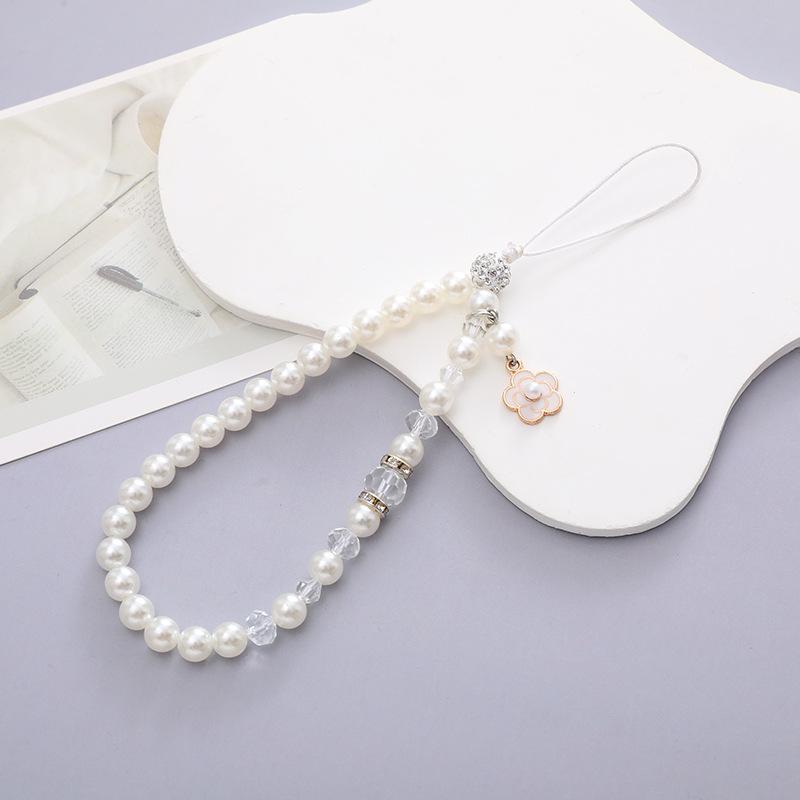 Small Fragrance Wind Pearl Mobile Phone Chain Small Flower Pendant Mobile Phone Lanyard Beaded Pendant Anti-drop Chain Female