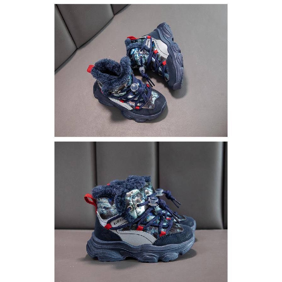 Girls' Fleece-Lined Sneakers Children's Winter Thick Cotton Shoes New Boys' Snow Boots Big Kids' Thickened Cotton Boots