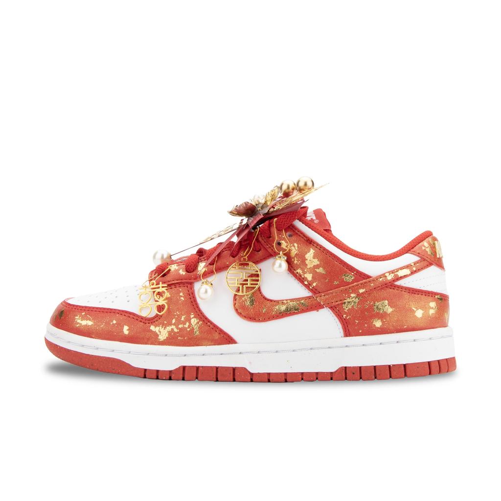Nike Dunk Low Top Skateboard Shoes Unisex White Red Gold DD1873-116(Team445-)