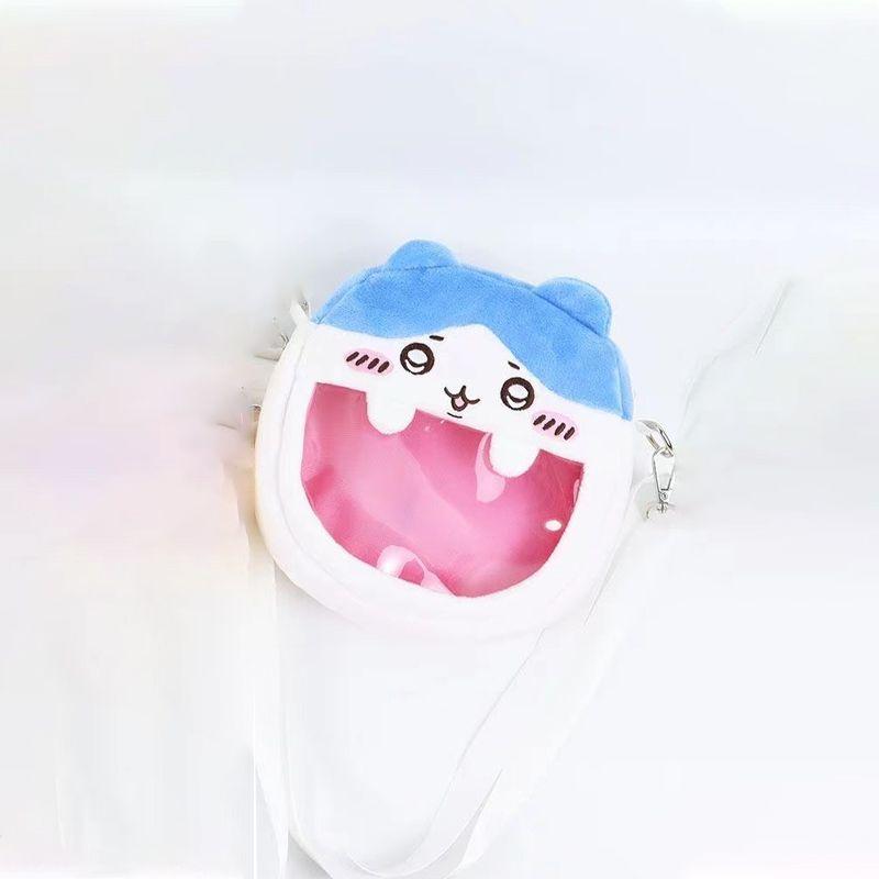 Sac bandoulière en peluche Hachiware Usagi avec expression brodée Sac de rangement portable Sac à bandoulière Dessin animé Cadeau d'anniversaire pour étudiants pink
