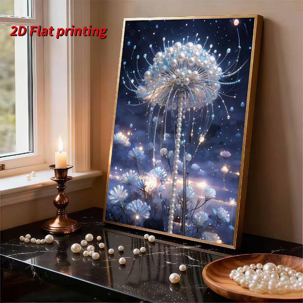 5D Frameless Pearl Painting Dandelion Diy Handmade Sticky Diamond Creative Canvas Art Painting Bedroom Decoration Living Room Hanging Painting
