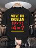 Unisexs Crew Neck T Shirt Solve The Problem Math Equation Graphic Tee Casual Summer Tops For Math Nerds Students Daily Gift