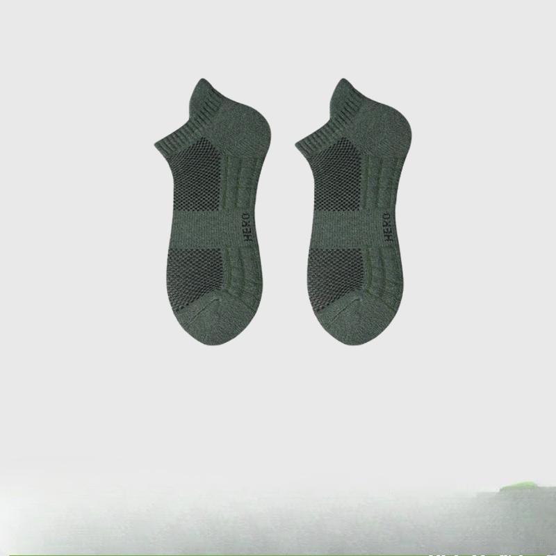 Men's Summer Sports Socks with Ear Tabs for Odor Prevention and Sweat Absorption, Towel Bottom Men's Socks, Boat Socks