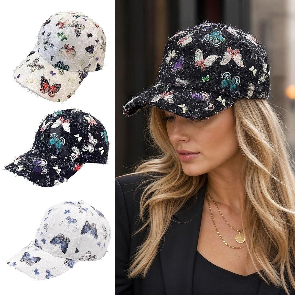 Embroidered Butterfly Korean Style Baseball Cap Versatile Fashion Sun Hat Baseball Cap Daily Use