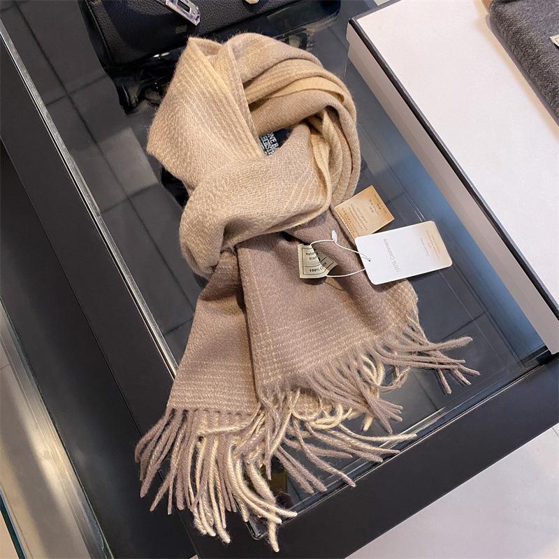 100% Pure Cashmere Scarf Female Winter Warm Cashmere Shawl Checkerboard Grain Design Couple Accessory Premium Windproof Scarf