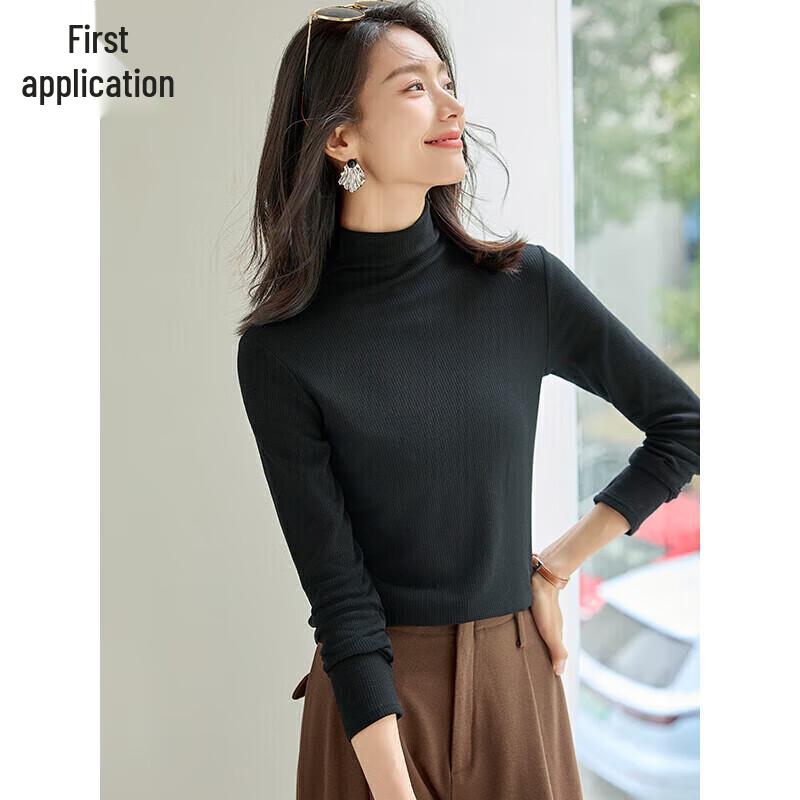 Chushen Women s High-Neck Brushed Knit Base Layer Top M