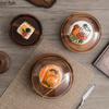Wooden High Footed Cake Tray Dim Sum Dish Dessert Plate Cake Stand Fruit Bowl Bread Plate Show Plates Dust Proof Glass Cover