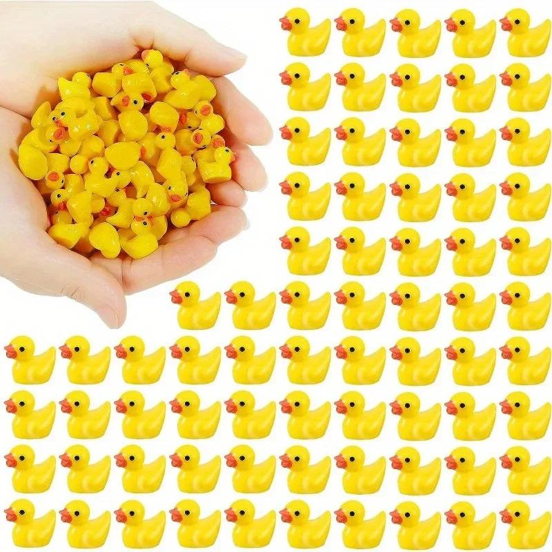 Mini Resin Yellow Duck Ornament (10/30/50/100PCS) - DIY Accessories, Micro Landscape, Dollhouse & Cake Decoration