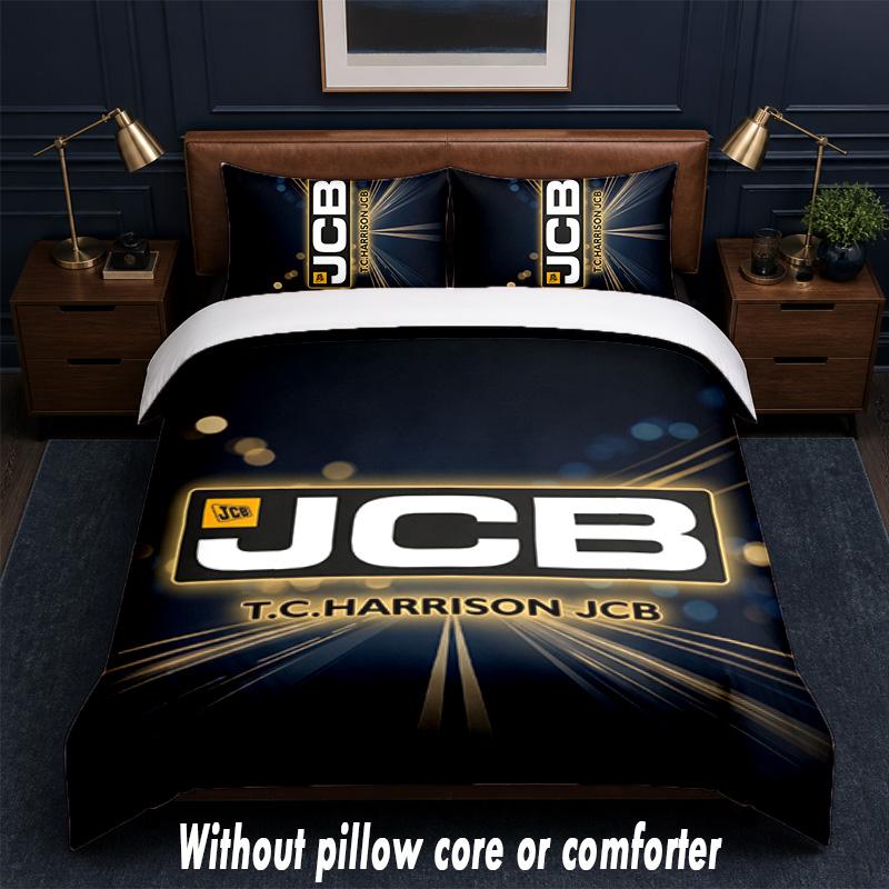 JCB Design Bed Bedding Set 1 Duvet Cover + 2 Pillowcases Soft Breathable Household Bed Linens