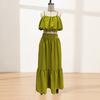 Summer 2 Piece Skirt Set for Women, Sleeveless Spaghetti Strap Top And High Waist Ruffle Skirt Vacation Travel Outfits