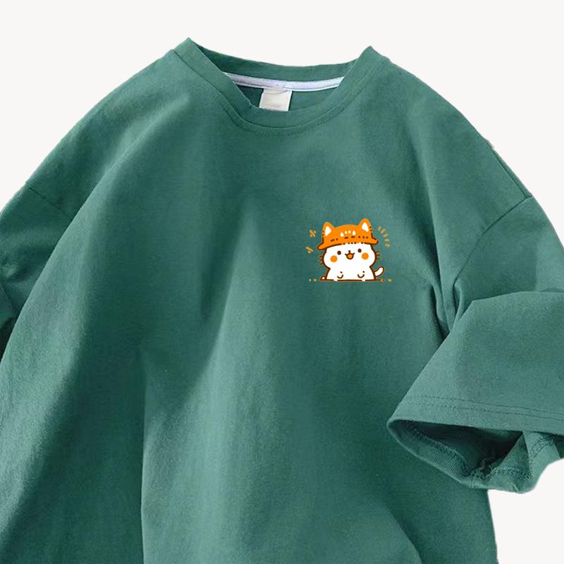 Baumwolle Design Sinn Druck Kurzarm T-Shirt Damen Sommer 2025 Neue Lockere Halbarm Tops