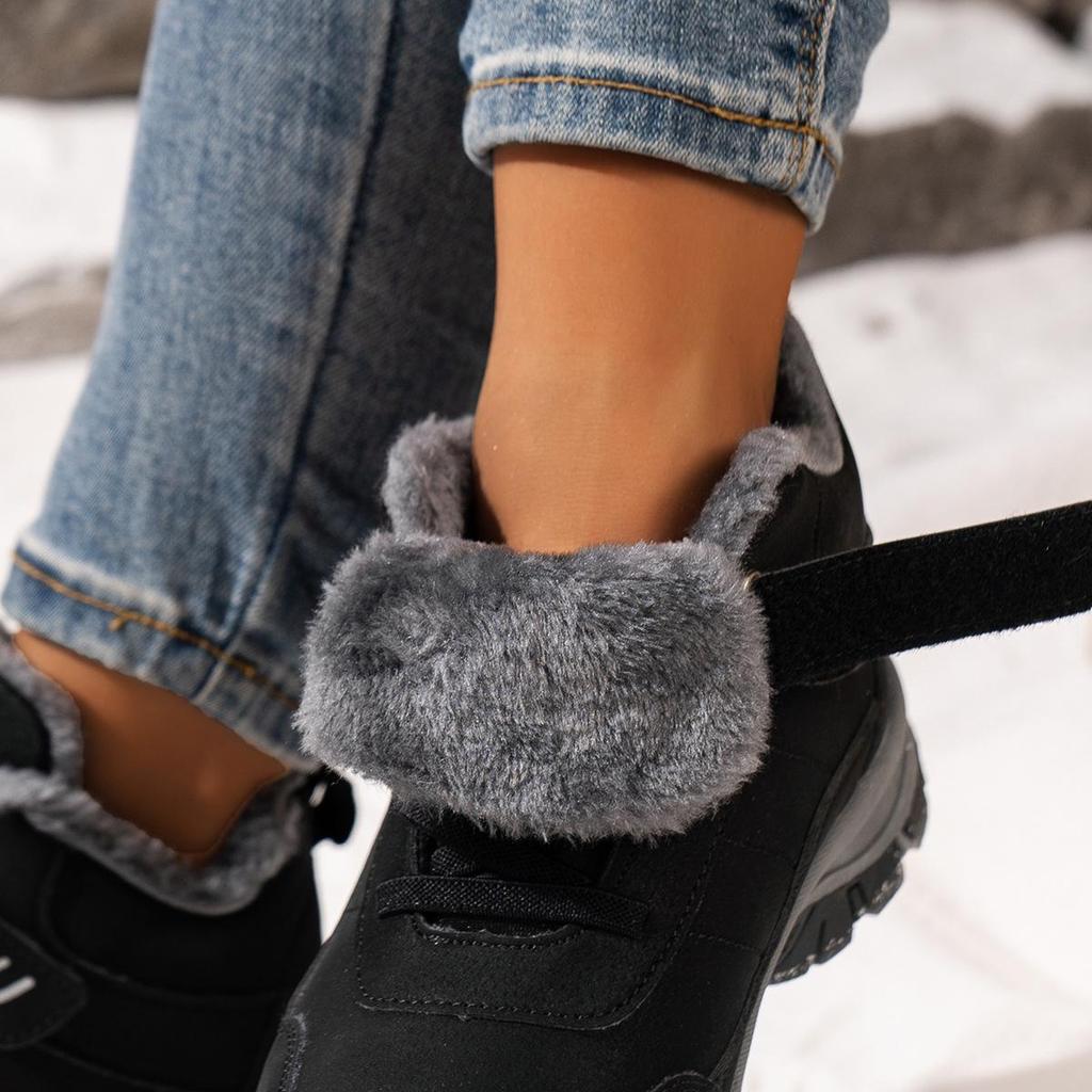Women's Waterproof Plush Snow Boots - Non-Slip, Wide Fit with Velcro