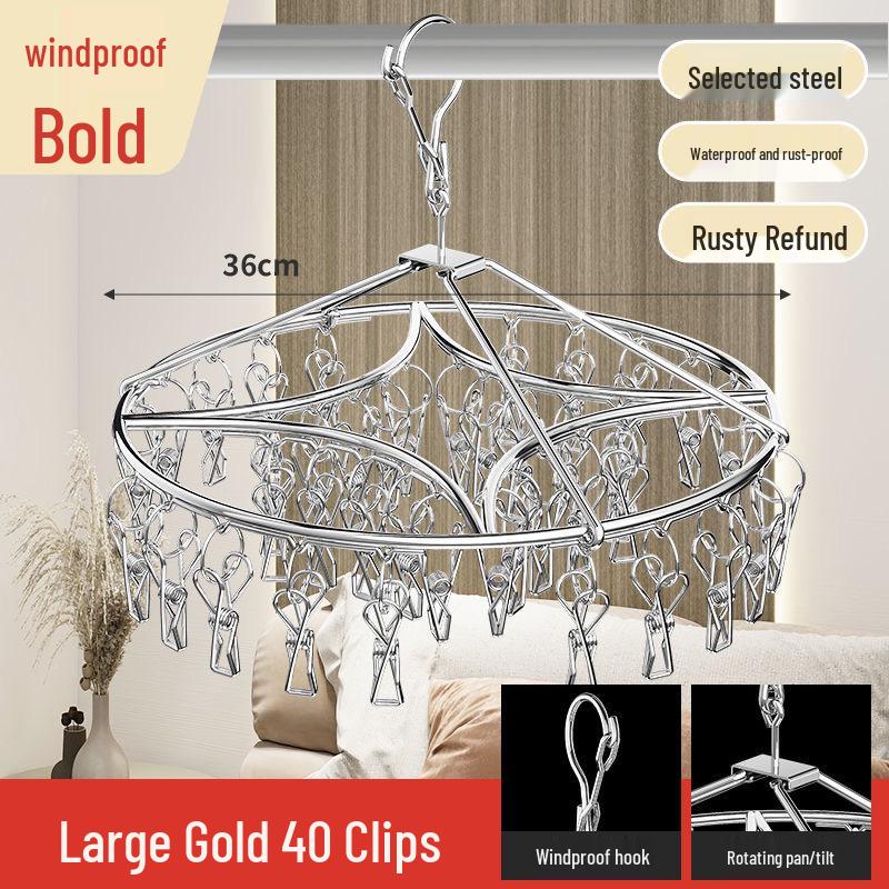 Wielofunkcyjny wieszak ze stali nierdzewnej do suszenia skarpet z klipsami - Idealny do użytku dla niemowląt, dzieci, w akademikach i na straganach ulicznych