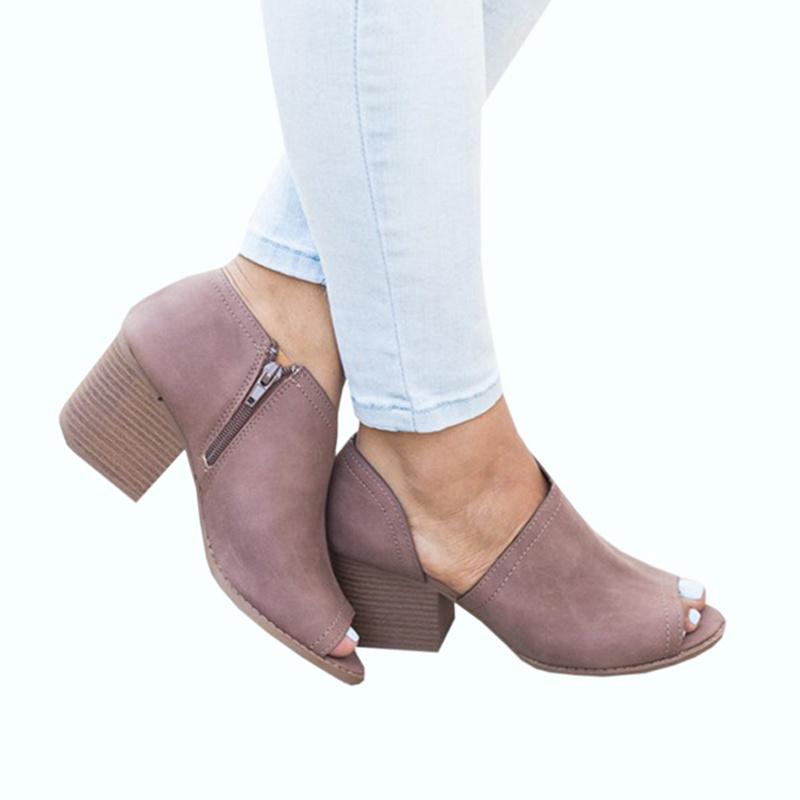 side cut out peep toe booties