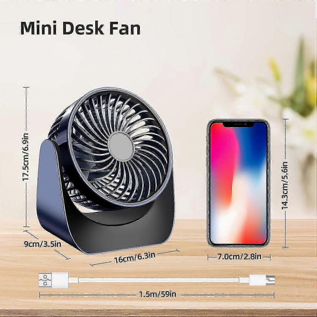 Usb Fan, Small Fan, 360 Rotation Portable Quiet Mini Usb Fan, 3 Speeds Desk Fan With 1.5M Usb Cable For Office/Car/Travel/Camping  SZRH A-X