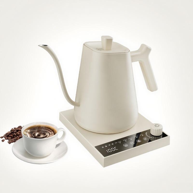 

Электрический чайник с гусиным носом 1000 Вт 304 нержавеющая сталь Интеллектуальный дисплей температуры Сверхбыстрый нагрев для кофе чая 110 В/220 В EU белый