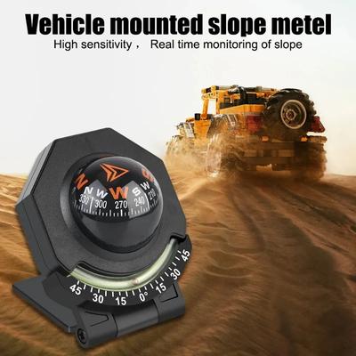 Car Compass Dashboard Compass with Slope Meter Two-in-one Foldable High-precision Navigation Car Compass Ball Navigation Tool