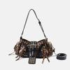 Women's Y2k Punk Vintage Shoulder Purse PU Leather Gothic Rivet Handbag Waist Bag Luxury Black Cross Body Bags with Spikes