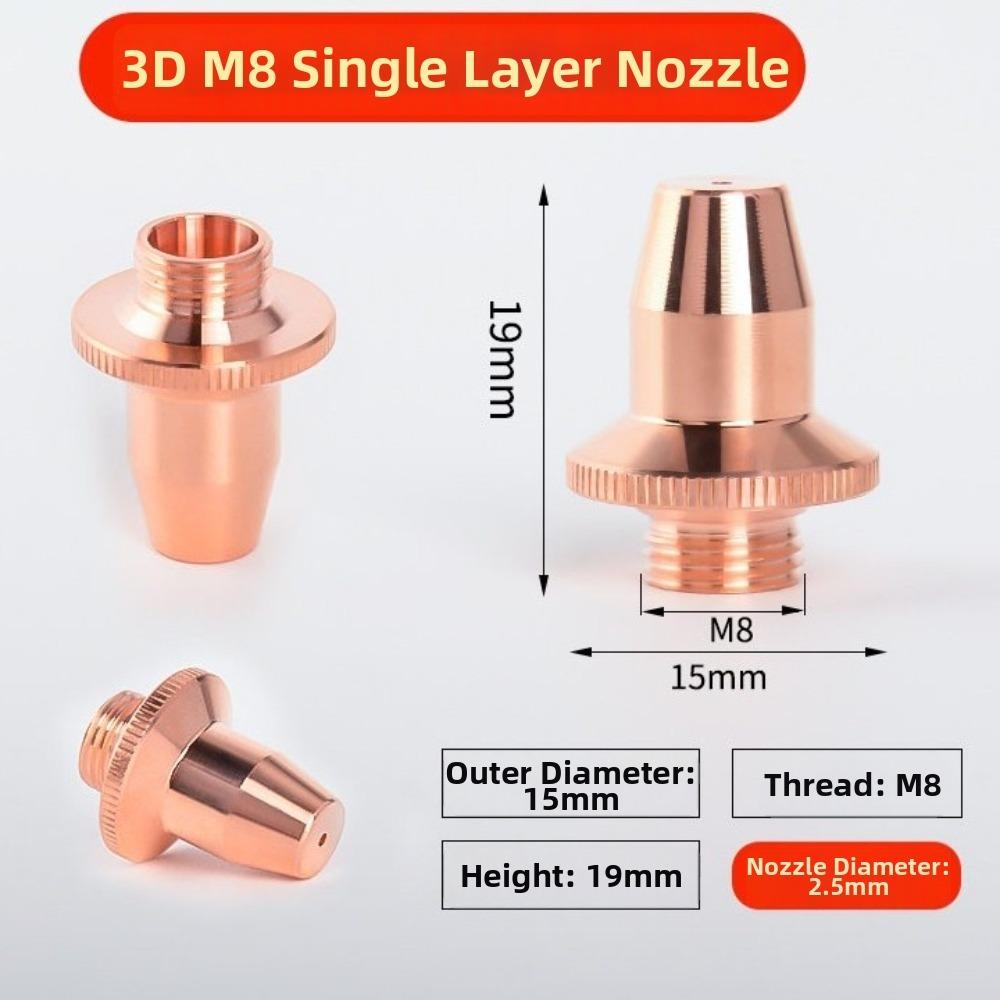 Single/Double Layers 3D Laser Nozzle D15 M8 H19 Bevel Cutting Nozzle  For Laser Cutter Machine