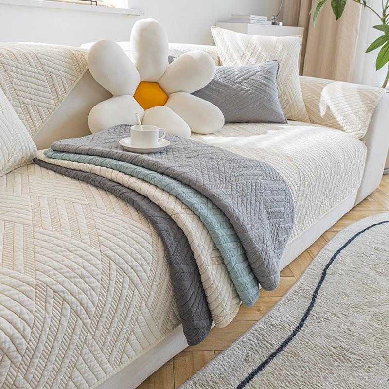 Washed Cotton Sofa Cushion, Simple Modern Seat Cushion Cushion, Light Luxury Non-Slip Sofa Cover, Universal Cover Cloth Towel For All Seasons