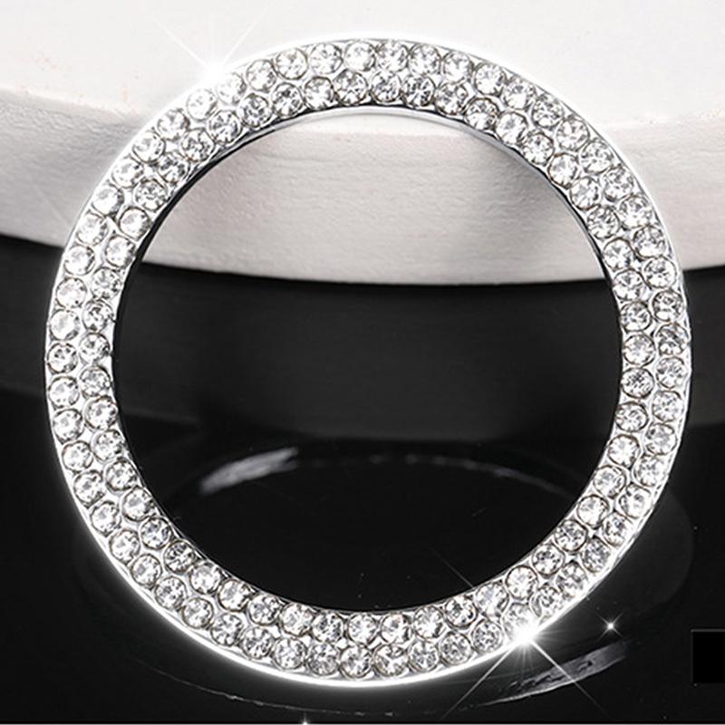 Car One-Click Engine Start Stop Switch Button Cover Double Crystal Rhinestone Sticker Ignition Start Switch Protector Ring