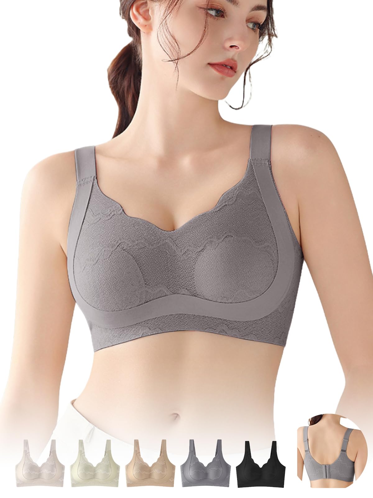 

Кружевной бюстгальтер для маленькой груди 2 Улучшенные беспроводные чашки кроличьи ушки от провисания, высокая боковина уменьшает и поддерживает, идеально подходит для дня и бесшовный, больших размеров [veimia] Бюстгальтер, серый