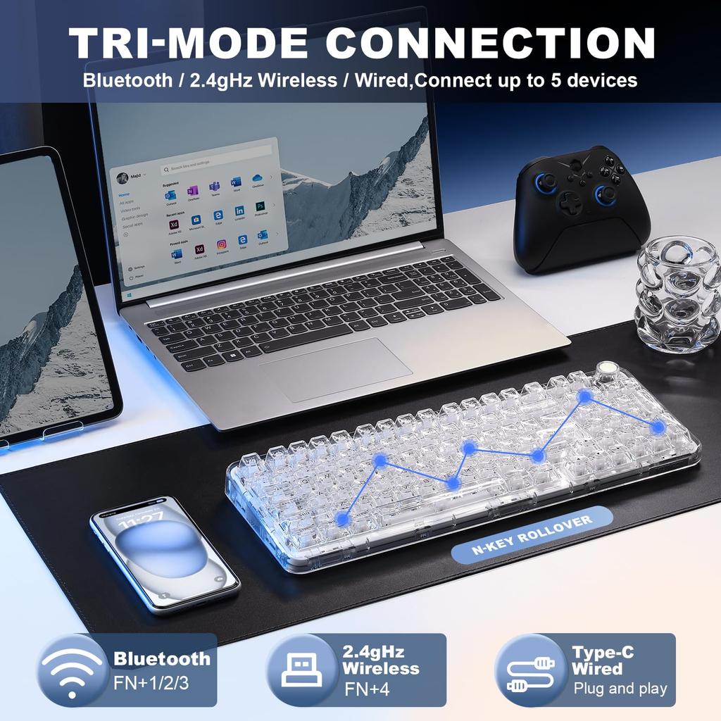 YUNZII X98 Compatible Wireless Mechanical Gaming Keyboard with Transparent Connectivity Lubricated Gasketed RGB Technical Standards Compliance