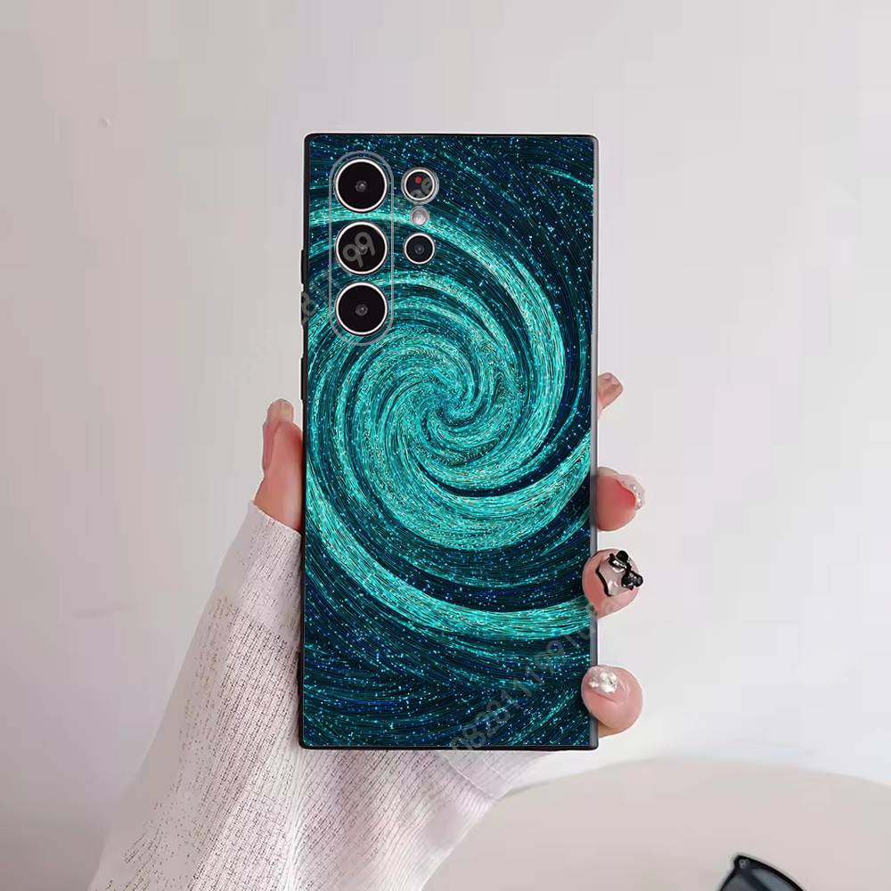 Teal Swirl Vortex Phone Case for Samsung Galaxy S30 26 25 Ultra Plus S24 23 22 FE Lite S21 20 TPU Cover