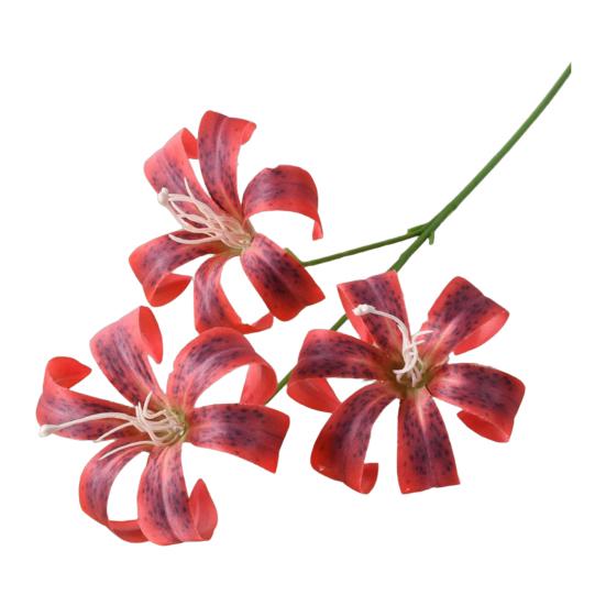 Artificial Lily Flowers 3 Heads Blooms Long Stem Lily Flower Branch Real Touch Fake Flower Bouquet for Home Hotel Wedding Party Table Centerpiece