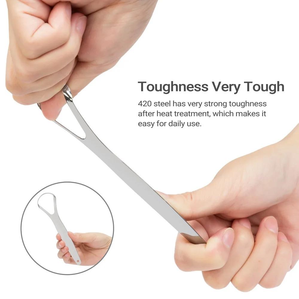 Tongue scraper Stainless Steel Tongue Scraper Cleaner Fresh Breath Cleaning Coated Tongue Oral Hygiene Care Tools Reusable