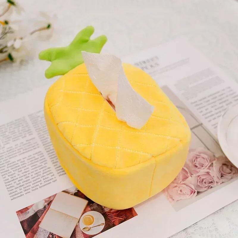 1 Pcs Plush Cute Cartoon Fruit Pineapple Avocado Tissue Box Paper Tissue Holder Napkin Case Pouch Gifts