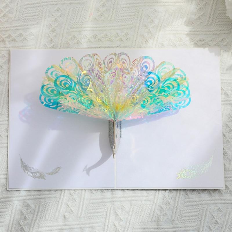 Pop Up Peacock Card with Envelope Small Card Festival Invitation Greeting Memorial Card Birthday Teacher Supplies