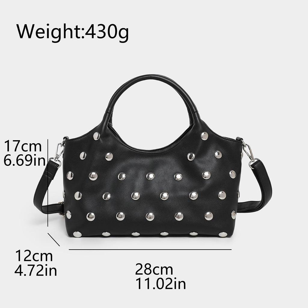 Trendy Minimalist Rivet Shoulder Bag: Versatile Vintage-Style Handbag for Women