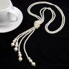 Multi-Layered Pearl Necklace Vintage Banquet Sweater Chain Pendant Accessories