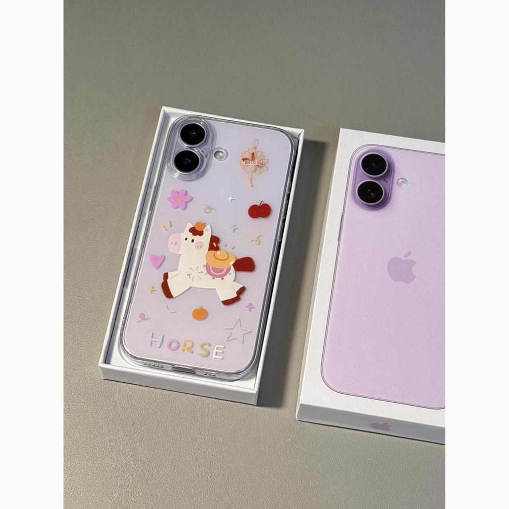 Yuanbao Flower Horse Transparent Phone Case for Apple Pro Max (17, 16, 15, 14, 13, 12, 11)