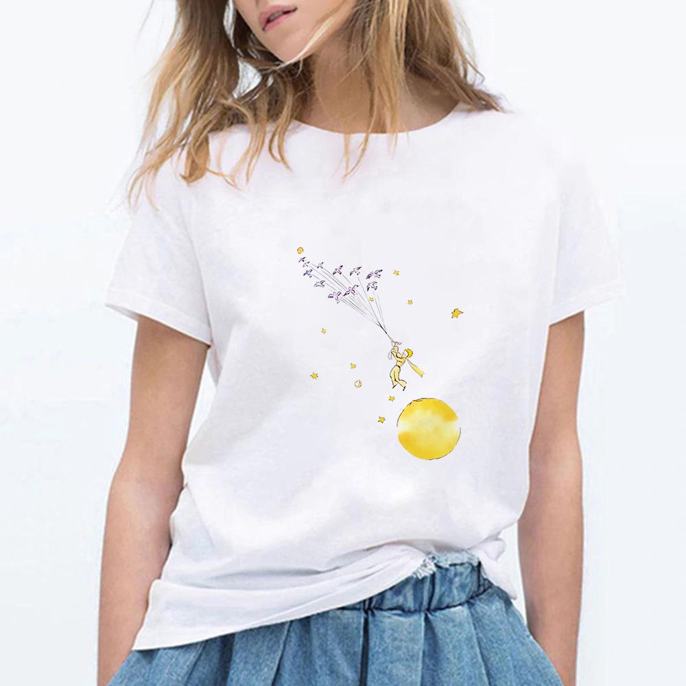 Little Prince White Print Women's Short Sleeve T-Shirt