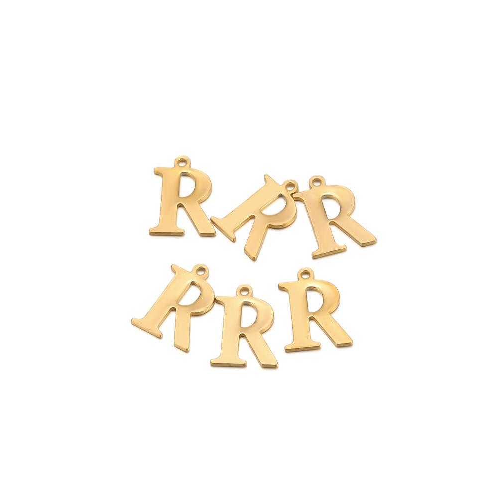 30pcs Stainless Steel Gold Color 26 Letter Pendant Alphabet Charms Necklace Pendant Bracelet Making Earring Findings DIY Jewelry