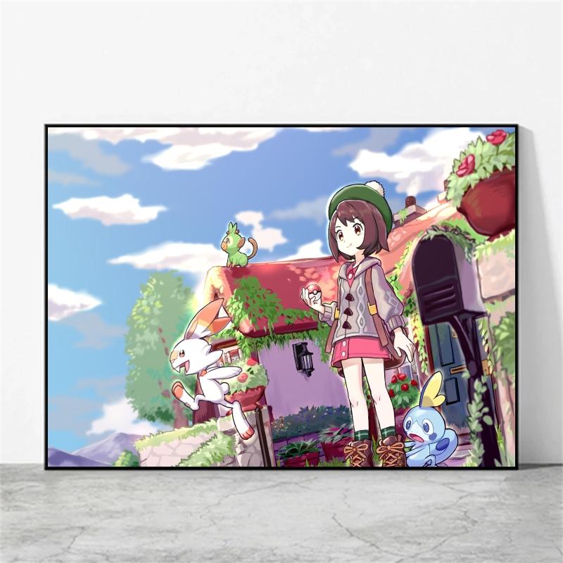 Eeveelutions Decorative Painting Cute Eevee and With Floral Elements High  Quality Wall Art for Home Decor Classic