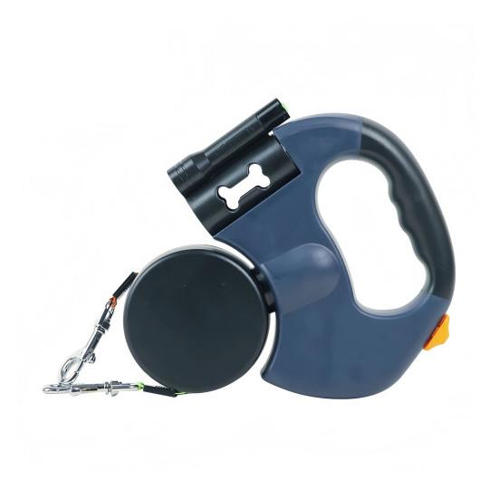 Dual Retractable Dog Leash Double Headed Extendable Pet Leash with Light And Poop Bag Dispenser for 2 Small Medium Dogs