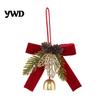 Vintage Style Holiday Gift Sets Christmas Bow Bell Hanging Ornament, Velvet Festive Wreath Decor for Ornaments Tree Home Party, Door Window